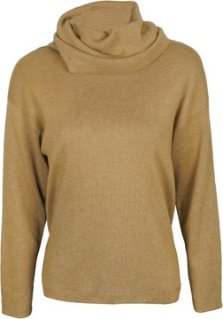 H&M Luźny Damski Gładki Karmelowy Sweter Wełna Kobiecy Golf Oversize S 36