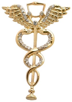 Broszka - Vintage - Symbol KADUCEUSZ