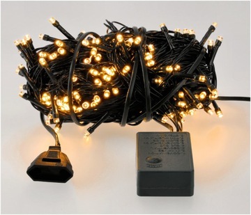 Рождественская елка, 200 светодиодов, цепочка, теплый цвет, для дома и улицы, WW 15 м