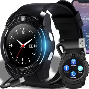 SMARTWATCH V8 ZEGAREK SMART WATCH PL KARTA SIM SD