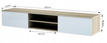 ПОДВЕСНОЙ ШКАФ ПОД ТЕЛЕВИЗОР 140 СМ ДУБ ARTISAN ГЛЯНЕЦ/МАТОВЫЙ