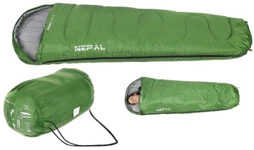 ENERO CAMP ŚPIWÓR TURYSTYCZNY NEPAL Z KOMPRESJĄ 210X80x50CM ZIELONY