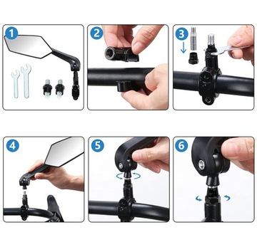 2 шт. ВЕЛОСИПЕДНОЕ ЗЕРКАЛО, РЕГУЛИРУЕМОЕ НА 360°, ДЛЯ ВЕЛОСИПЕДНОГО РУЛЯ 20-24 ММ