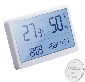 TERMOHIGROMETR POKOJOWY GODZINA CZAS DATA TEMPERATURA WILGOTNOŚĆ POWIETRZA