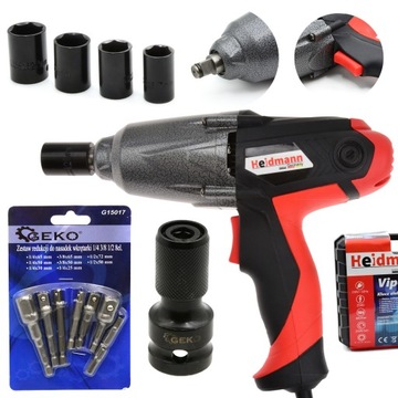 ELEKTRYCZNY KLUCZ UDAROWY 2000W DO KÓŁ 1/2 + ADAPTER UDAROWY + REDUKCJE