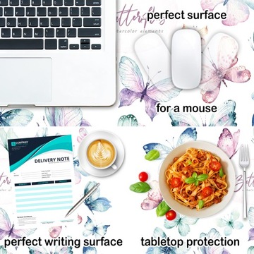 Коврик защитный 120 см для письменного стола, бабочки, бабочки, пастель