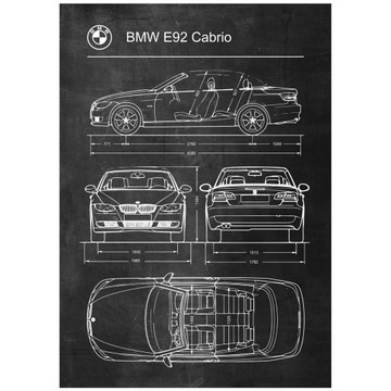 Plakat BMW E92 Cabrio Retro Patent Schemat Poster
