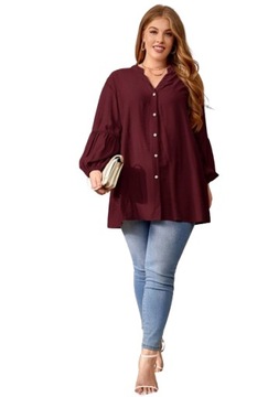 SHEIN PLUS SIZE KOSZULA BORDOWA GŁADKA 44 1V7C