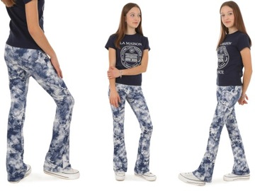 Legginsy FLARE z nadrukiem, dzwony, produkt polski - 134 MARMUREK