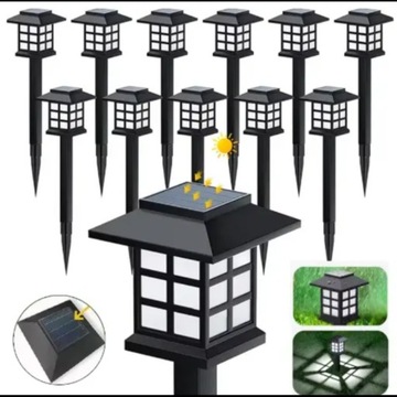 Lampki solarne ogrodowe wbijane do ogrodu led ozdobne zestaw 12 SZTUK