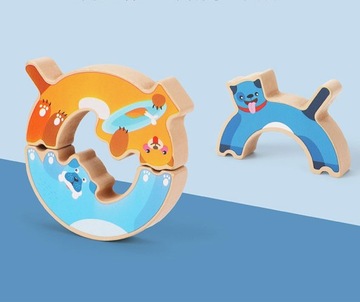 KLOCKI DREWNIANE WIEŻA ZRĘCZNOŚCIOWA UKŁADANKA