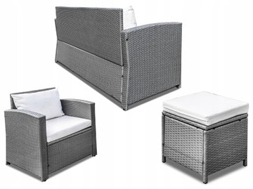 САДОВАЯ МЕБЕЛЬ ДЛЯ ТЕРРАСЫ ДИВАН СТУЛЬЯ POFFEES 7 МЕСТ