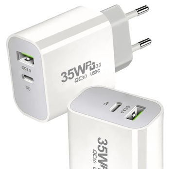 SZYBKA ŁADOWARKA 35W USB-C QC 3.0 KOSTKA ZASILACZ DO IPHONE 15 PRO GALAXY S