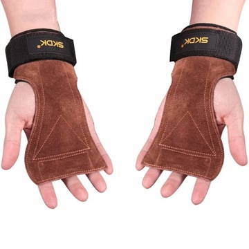 Cowhide Gym Gloves Grips Anti-Skid Weight Power Belt Lifting Pads Deadlift