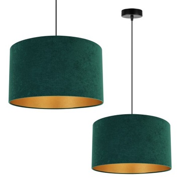 LAMPA SUFITOWA WISZĄCA ŻYRANDOL POJEDYNCZA ZIELONY ZŁOTY ABAŻUR GLAMOUR