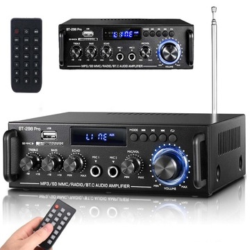 WZMACNIACZ STEREO BLUETOOTH RADIO HIFI MULTIMEDIALNY AMPLITUNER KARAOKE USB