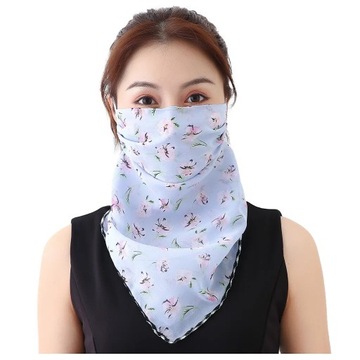 Fashion Face Cover Breathable Anti-Dust Sunscreen Neck Cover Women Chiffon