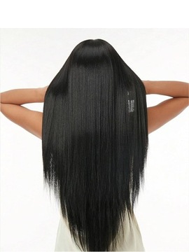 ПАРИК ЖЕНСКИЙ ДЛИННЫЙ ЧЕРНЫЙ ПРЯМЫЕ ИСКУССТВЕННЫЕ СИНТЕТИЧЕСКИЕ ВОЛОСЫ 65СМ БРЮНЕТКА