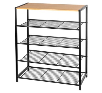 STOJAK NA BUTY PÓŁKA REGAŁ NA BUTY SZAFKA 5 PÓŁKI ORGANIZER METAL - DREWNO