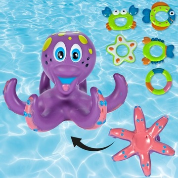 ИГРУШКА Осьминог ДЛЯ ВАННЫ ПЛАВАЮЩИЙ Осьминог РИНГО С ВОДОЙ ВАННЫ