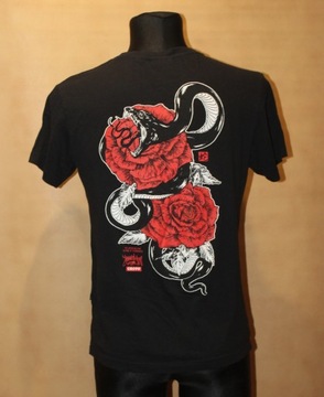 t-shirt czarny Koszulka z nadrukiem róże CROPP r.S