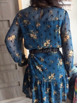 KMX niebieska sukienka 36 kwiaty