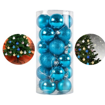 24x Bombki świąteczne, rękodzieło Bombki świąteczne do wnętrz w kolorze błękitnego jeziora