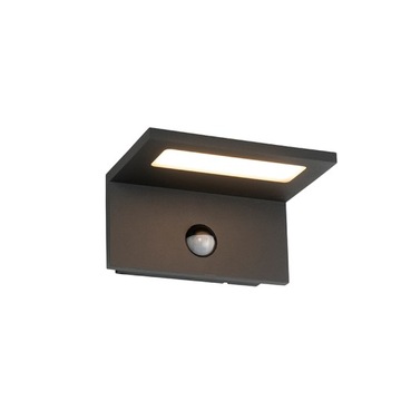 Серый уличный настенный светильник со светодиодным датчиком движения