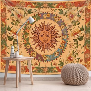 Фрактальные Лица Гобелен Спальня Солнце Луна