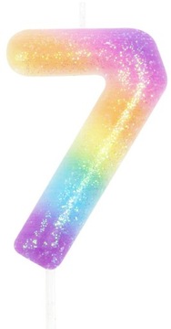 KOLOROWA ŚWIECZKA CYFRA SIEDEM 7 [ 10 cm ]