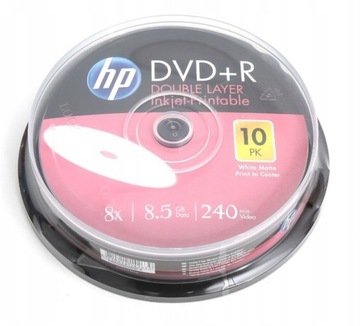 Płyty HP DVD+R DL 8.5GB do nadruku DWUWARSTWOWE 10