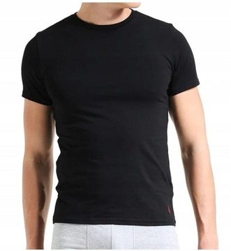 Ralph Lauren POLO _ Klasyczny Czarny T-shirt Męski Haft Logo _ S