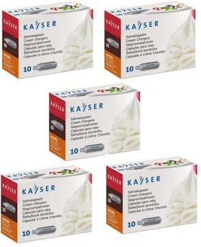 50 szt Naboje do bitej śmietany N2O Kayser 5x10szt