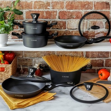 НАБОР ИНДУКЦИОННЫХ ПОСУВ, мраморный ПОТОРКИ С АНТИПРИГАРНЫМ ПОКРЫТИЕМ Темный