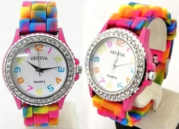 Women Girl Multicolor Geneva Silikon Crystal Bling