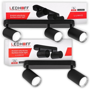 2X Lampa sufitowa kinkiet 2x + 3x SPOT czarna Oprawa halogenowa LED GU10