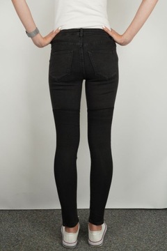 H&M Damskie Czarne Jeansowe Odcinane Spodnie Jeansy Skinny Rurki L 40
