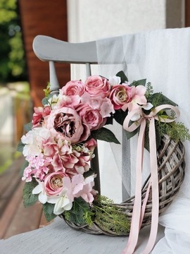 WIANEK KWIATOWY NA DRZWI STROIK WIENIEC RÓŻOWY