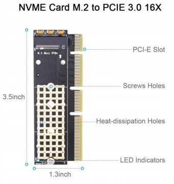 Внутренний адаптер M.2 nvme ngff m Ключ SSD PCI-E X4 X8 X16 2230-2280