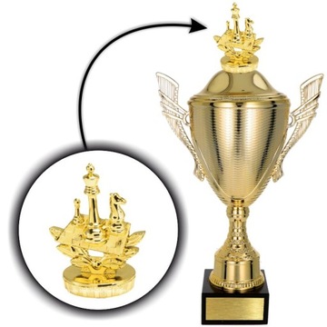 PIĘKNY puchar z figurką Szachy 37 cm +GRAWER
