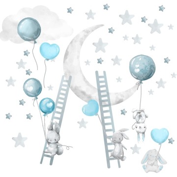 наклейки на стену для детей, кролики на стену