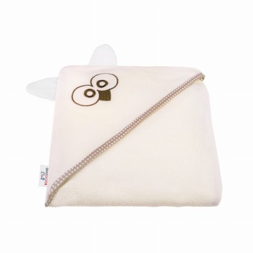 OKRYCIE KĄPIELOWE kapturek ręcznik 80x80 bawełna ECRU KREMOWE SOWA