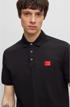 Мужская рубашка-поло Hugo Boss, черная, приталенного кроя с классическим логотипом