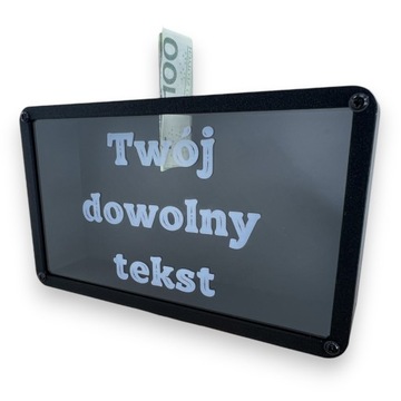 Skarbonka z grafiką, duża TWÓJ DOWOLNY TEKST imię prezent urodziny CZARNA