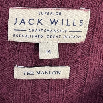 JACK WILLS Sweter Bordo Warkocze Wełna M