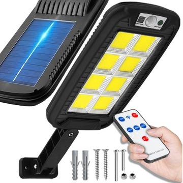 LAMPA SOLARNA LED 600W Z CZUJNIKIEM RUCHU I ZMIERZCHU ZEWNĘTRZNA + PILOT