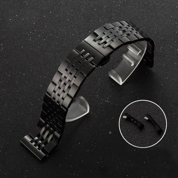 Bransoleta do zegarka stalowa motylek 24mm czarna