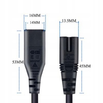 Штекер IEC 320 C8 к силовому кабелю C7 3.3