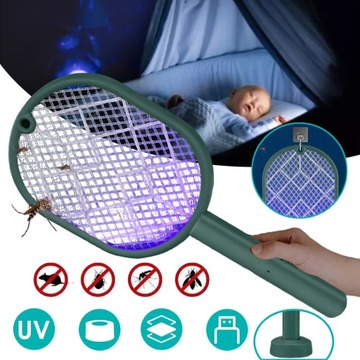 ELEKTRYCZNA RAKIETA NA MOSKITIERY ELEKTRYCZNA ŁAPACZ MUCHY OWADY 2700 V