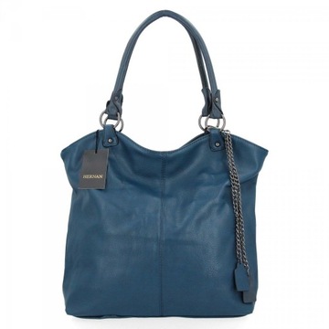 Shopper Bag Torebka Damska Torba na Ramię Granatowa/Czarna Hernan HB0150